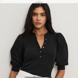 Veronica Beach Coralee Black Puff Sleeve Women's Top